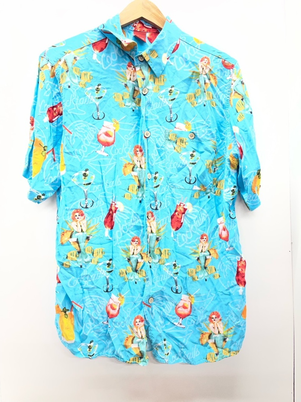 Men's‎ Casual Turquoise Tropical Print Button-Down Shirt